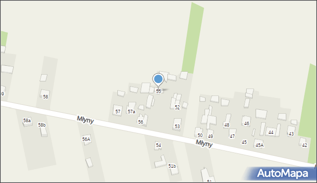 Młyny, Młyny, 55, mapa Młyny