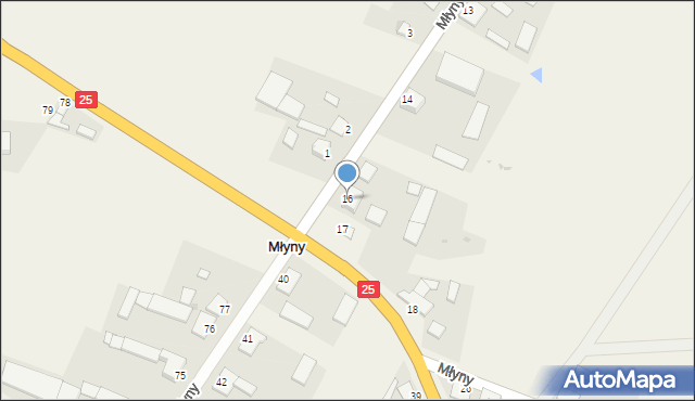 Młyny, Młyny, 16, mapa Młyny