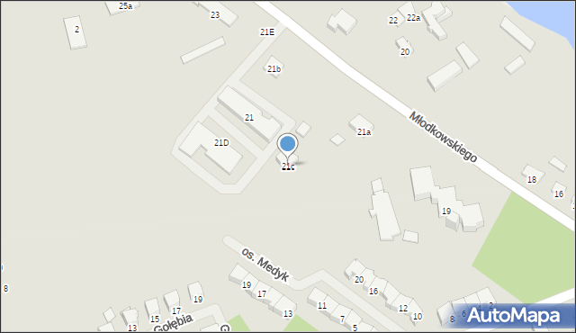 Mrągowo, Młodkowskiego, 21c, mapa Mrągowo