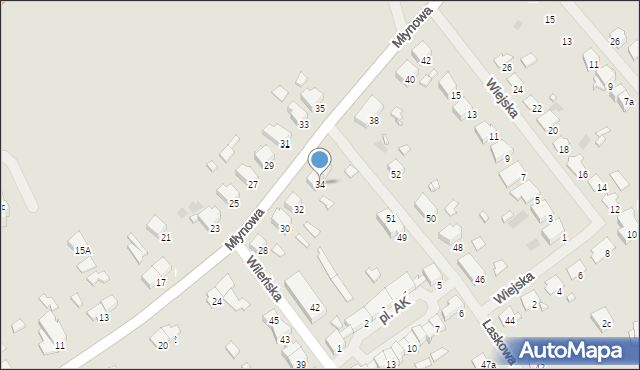 Mrągowo, Młynowa, 34, mapa Mrągowo