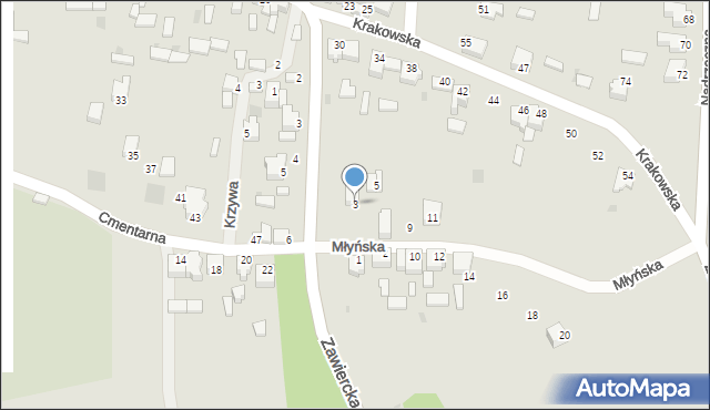 Myszków, Młyńska, 3, mapa Myszków