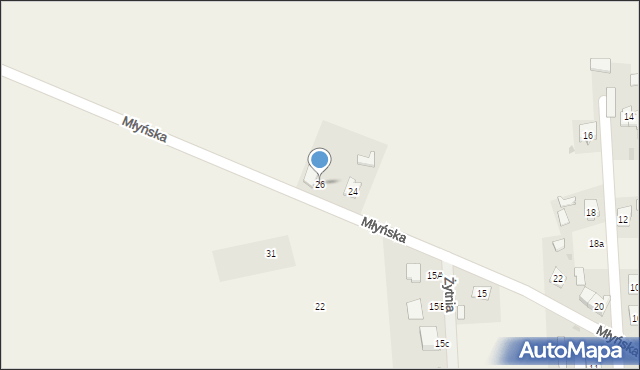 Narzym, Młyńska, 26, mapa Narzym