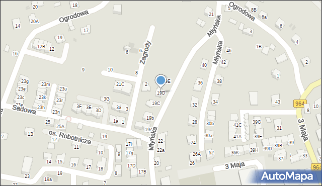 Niepołomice, Młyńska, 19D, mapa Niepołomice