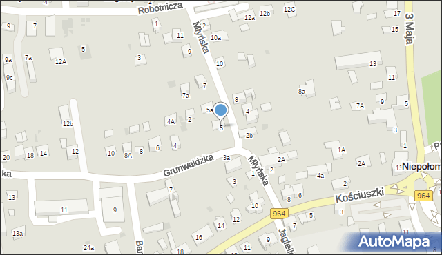 Niepołomice, Młyńska, 5, mapa Niepołomice