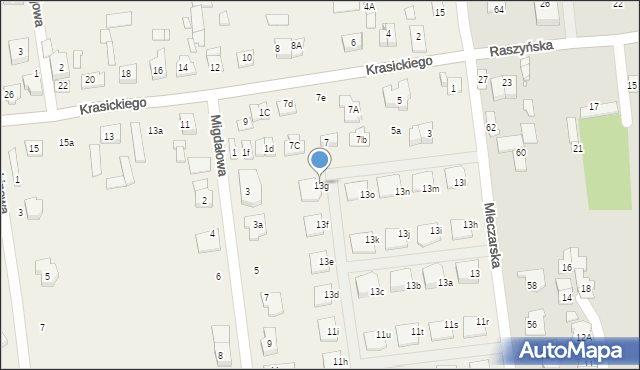 Nowa Iwiczna, Mleczarska, 13g, mapa Nowa Iwiczna