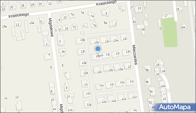 Nowa Iwiczna, Mleczarska, 13k, mapa Nowa Iwiczna