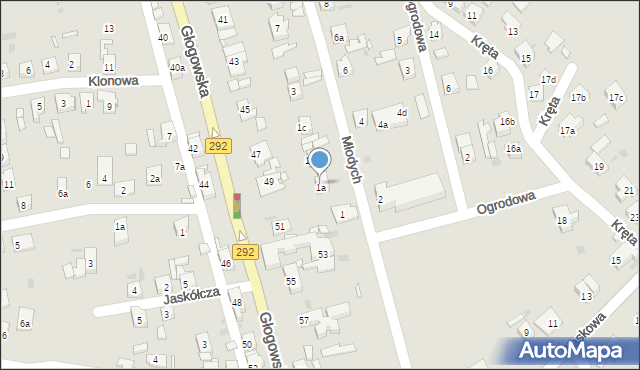 Nowa Sól, Młodych, 1a, mapa Nowa Sól