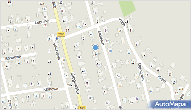 Nowa Sól, Młodych, 9, mapa Nowa Sól