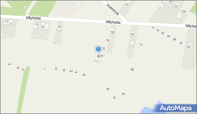 Nowa Wieś, Młyńska, 50, mapa Nowa Wieś