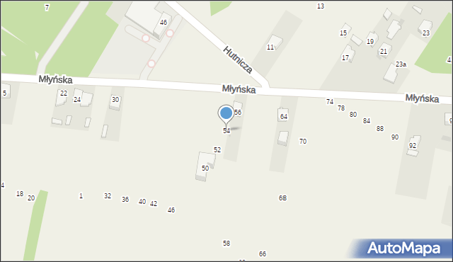Nowa Wieś, Młyńska, 54, mapa Nowa Wieś
