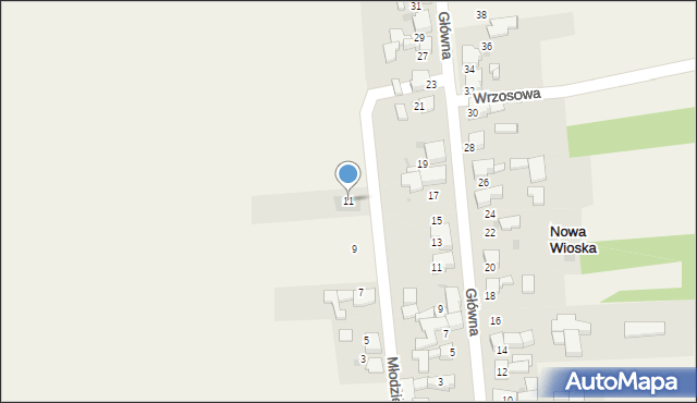Nowa Wioska, Młodzieżowa, 11, mapa Nowa Wioska