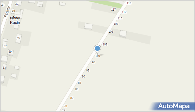 Nowy Kocin, Młodości, 100, mapa Nowy Kocin