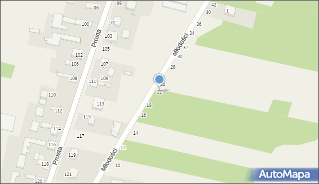 Nowy Kocin, Młodości, 22, mapa Nowy Kocin