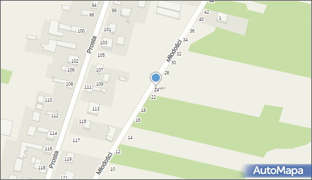 Nowy Kocin, Młodości, 24, mapa Nowy Kocin