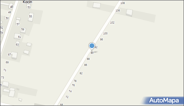 Nowy Kocin, Młodości, 90, mapa Nowy Kocin