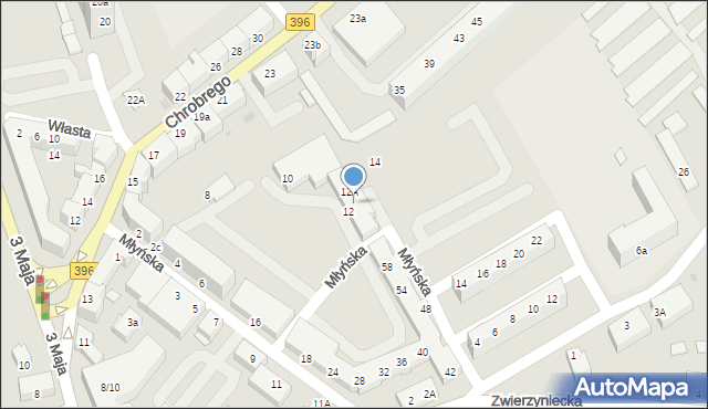 Oława, Młyńska, 12B, mapa Oława
