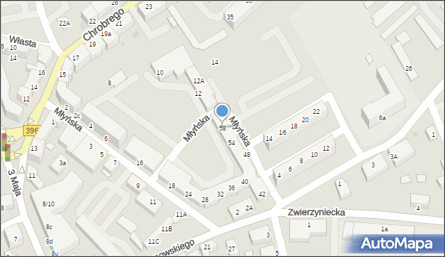 Oława, Młyńska, 58, mapa Oława