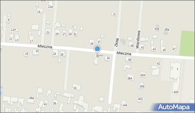 Orzesze, Mleczna, 32, mapa Orzesze