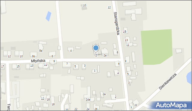 Osie, Młyńska, 2, mapa Osie