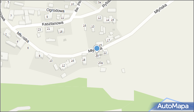 Osłonino, Młyńska, 20, mapa Osłonino