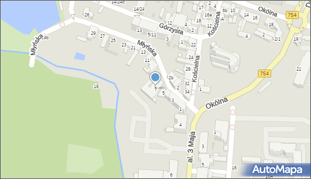 Ostrowiec Świętokrzyski, Młyńska, 7, mapa Ostrowiec Świętokrzyski