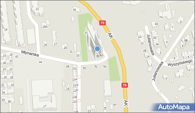 Piaseczno, Młynarska, 39, mapa Piaseczno