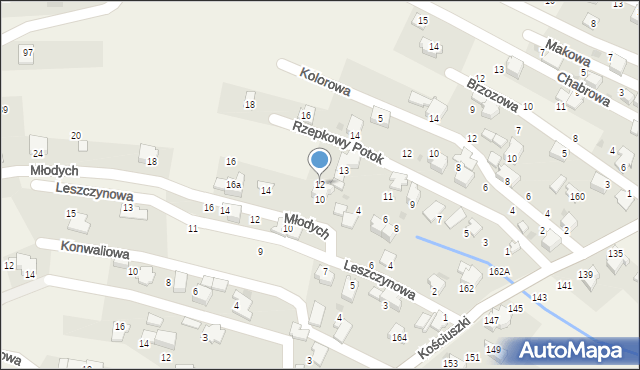 Pietrzykowice, Młodych, 12, mapa Pietrzykowice