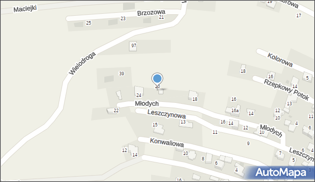 Pietrzykowice, Młodych, 22, mapa Pietrzykowice