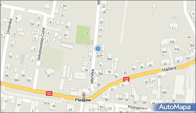 Pleszew, Młyńska, 10, mapa Pleszew