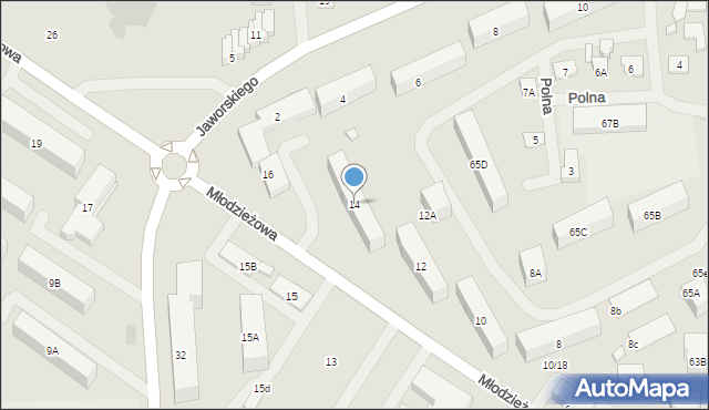 Płońsk, Młodzieżowa, 14, mapa Płońsk