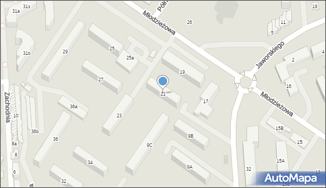 Płońsk, Młodzieżowa, 21, mapa Płońsk