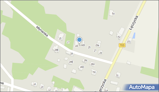 Poddębice, Młynarska, 21, mapa Poddębice