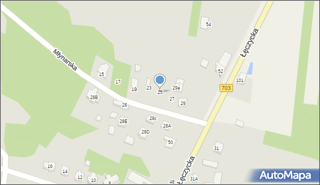 Poddębice, Młynarska, 25, mapa Poddębice