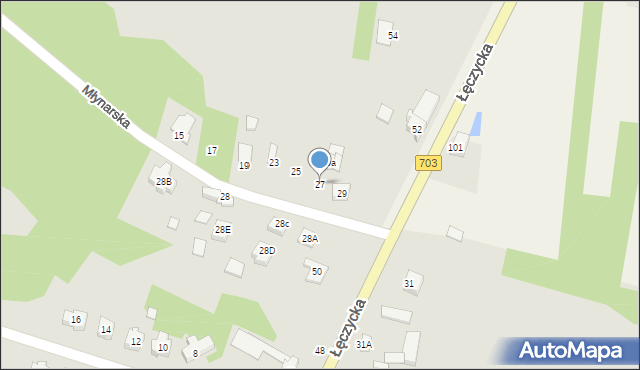Poddębice, Młynarska, 27, mapa Poddębice