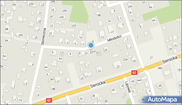 Pomiechówek, Młodości, 12, mapa Pomiechówek