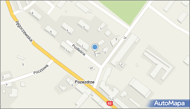 Pozezdrze, Młyńska, 1, mapa Pozezdrze