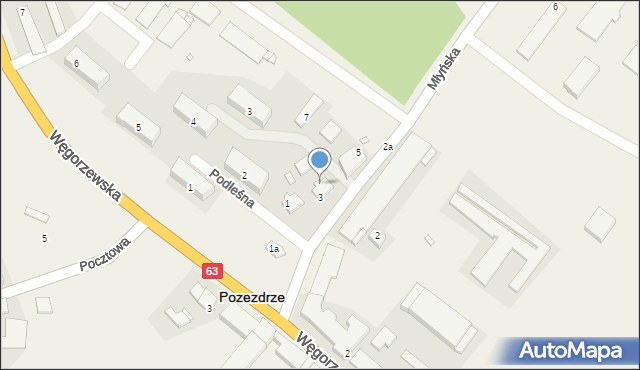 Pozezdrze, Młyńska, 3a, mapa Pozezdrze