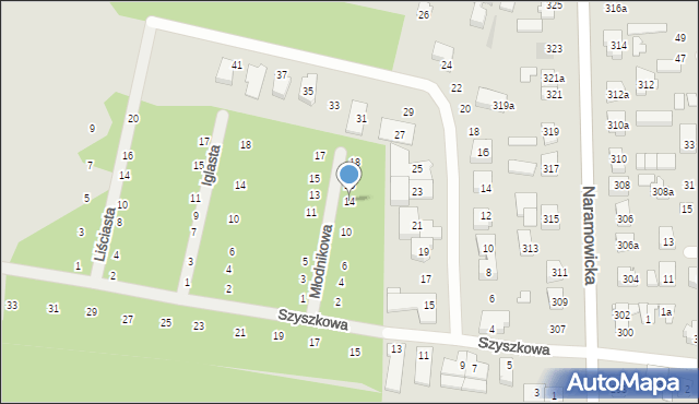 Poznań, Młodnikowa, 14, mapa Poznania