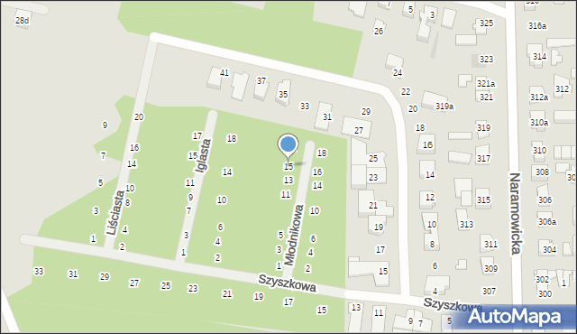 Poznań, Młodnikowa, 15, mapa Poznania