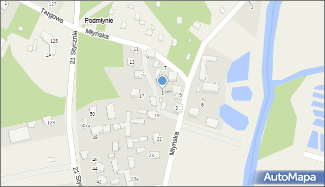 Przeczyce, Młyńska, 1, mapa Przeczyce