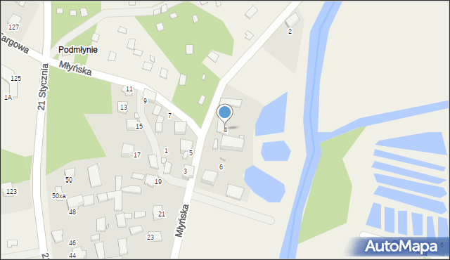 Przeczyce, Młyńska, 4, mapa Przeczyce