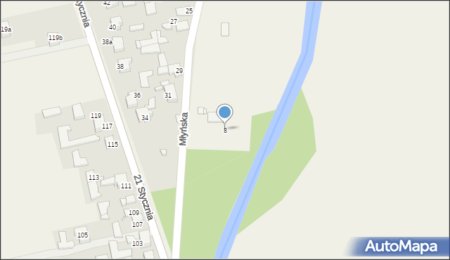 Przeczyce, Młyńska, 8, mapa Przeczyce