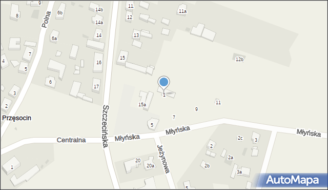Przęsocin, Młyńska, 1, mapa Przęsocin