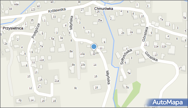 Przysietnica, Młyńska, 12, mapa Przysietnica