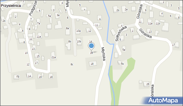 Przysietnica, Młyńska, 16, mapa Przysietnica
