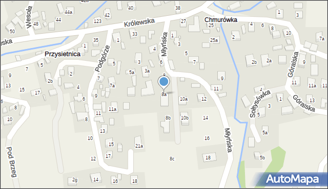 Przysietnica, Młyńska, 8a, mapa Przysietnica