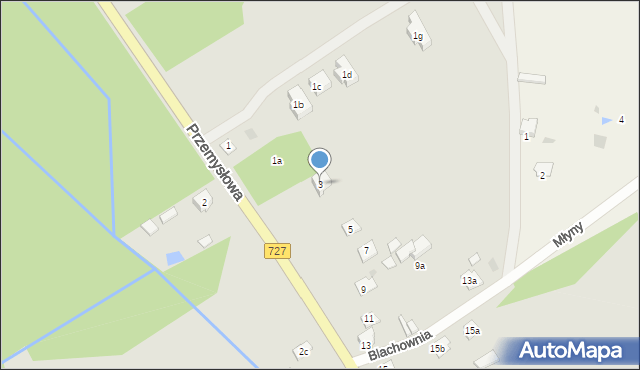 Przysucha, Młyny, 3, mapa Przysucha