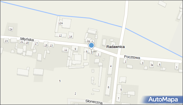 Radawnica, Młyńska, 3, mapa Radawnica