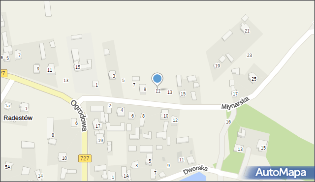 Radestów, Młynarska, 11, mapa Radestów