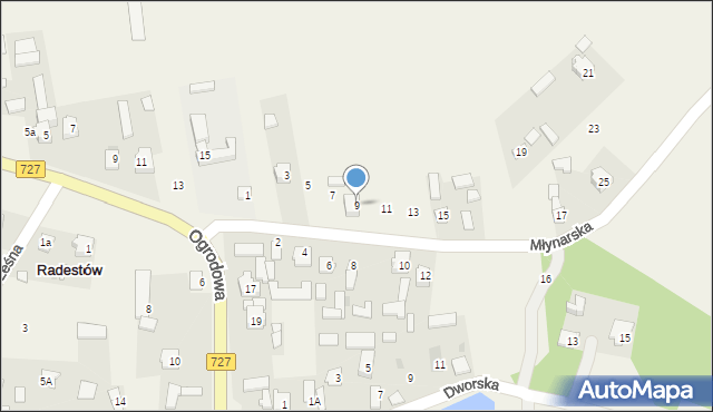 Radestów, Młynarska, 9, mapa Radestów